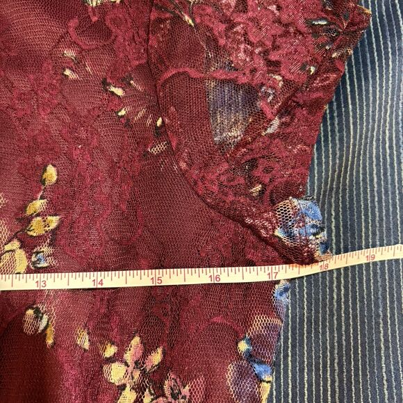 Speechless Lace Dress Womens L Burgundy Floral Romantic Cottagecore Party - Picture 5 of 7